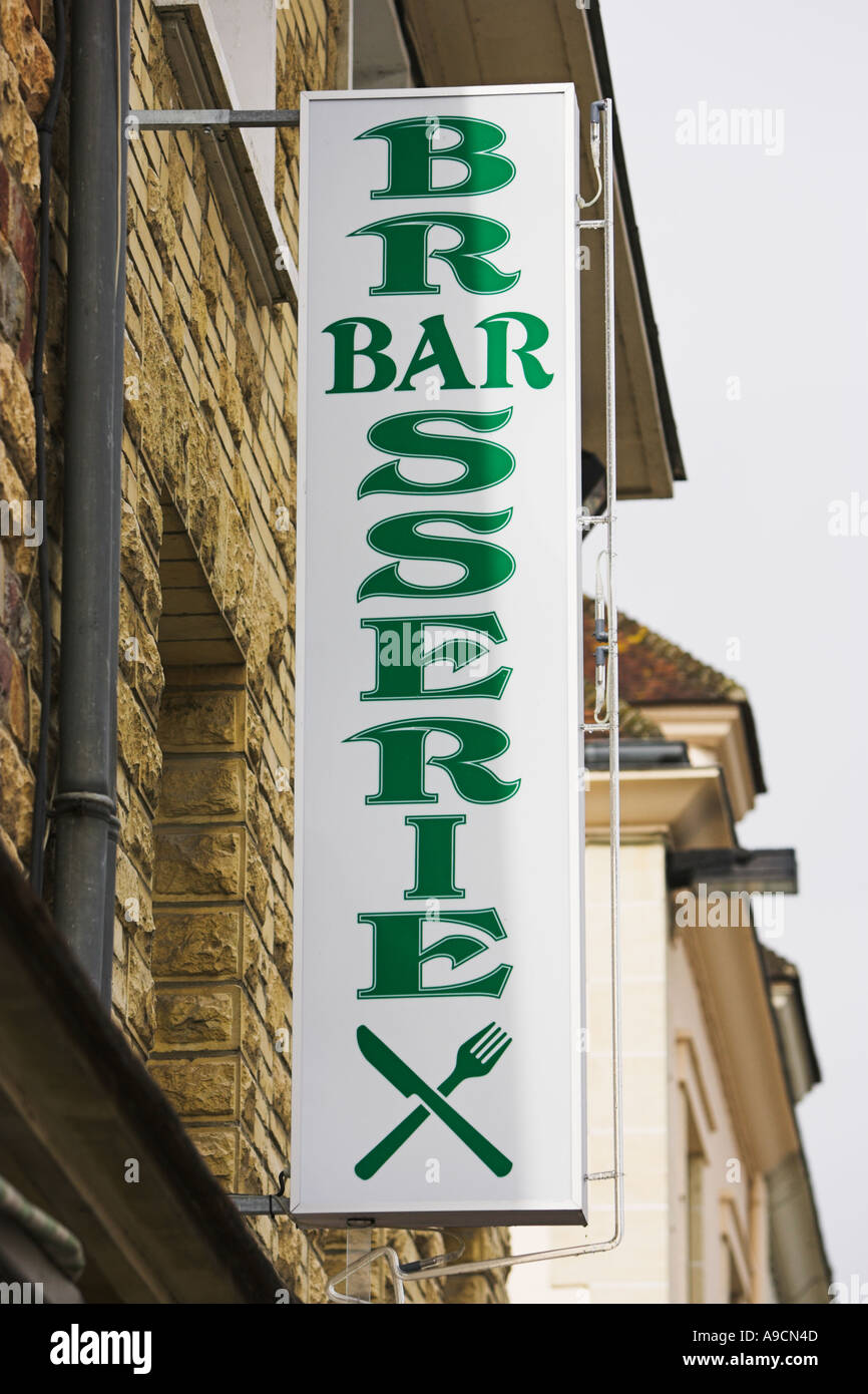 Bar Brasserie signage France Europe Stock Photo