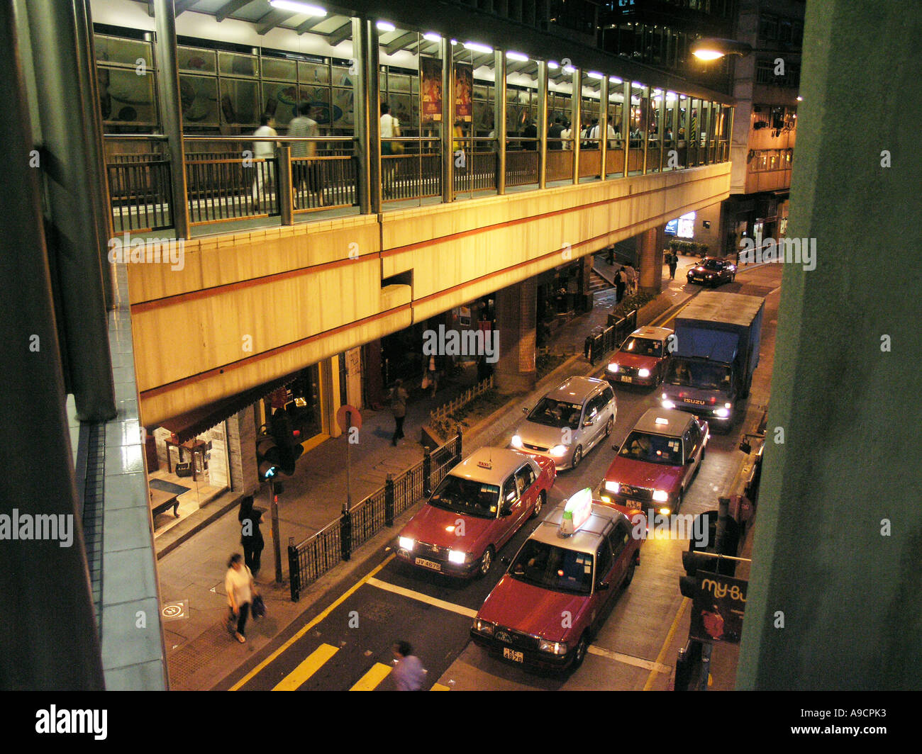 China Hong Kong SoHo food district´s escalator to the Mid-level. Stock Photo