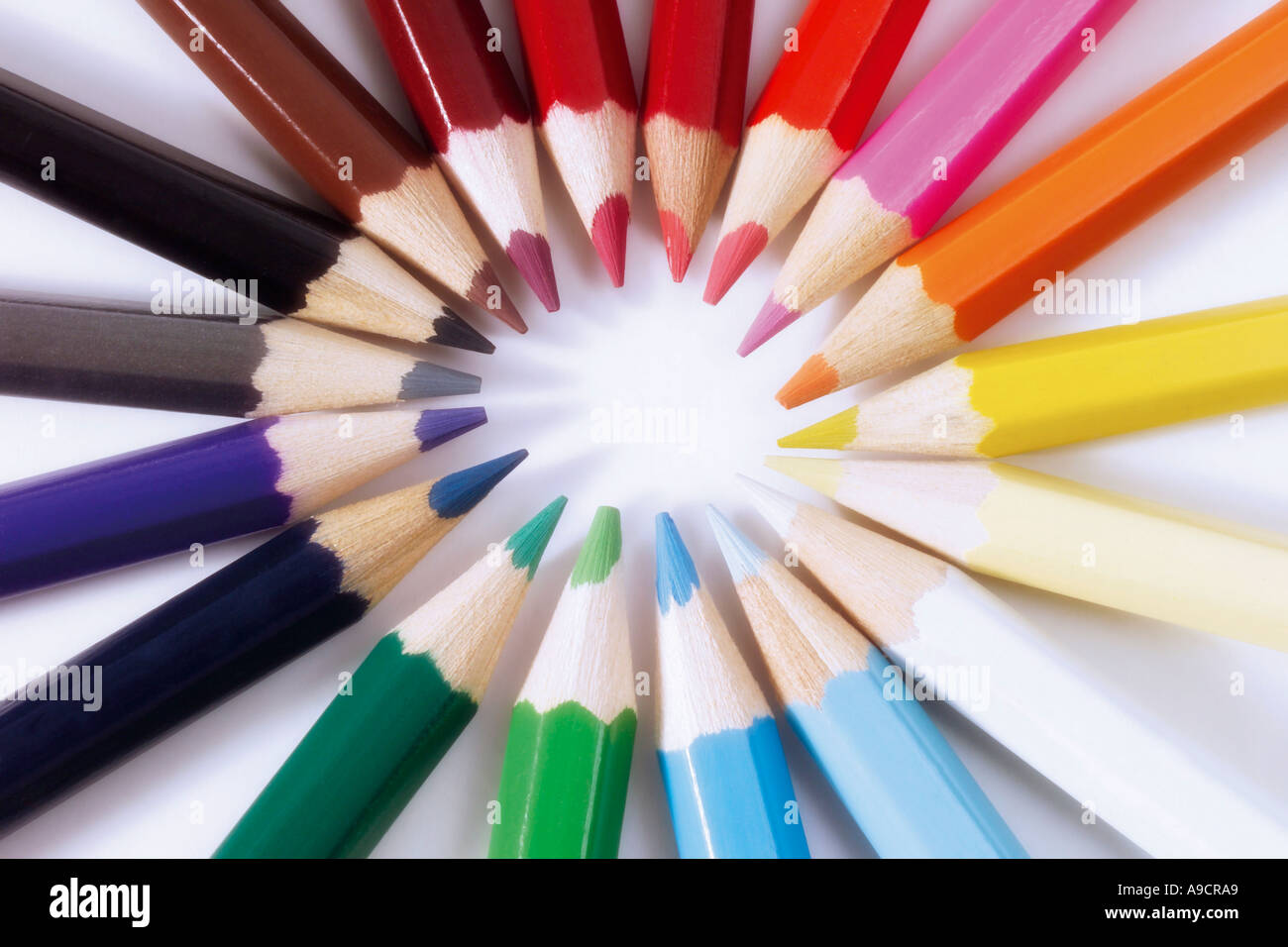 Colored pencils, elevated view Stock Photo