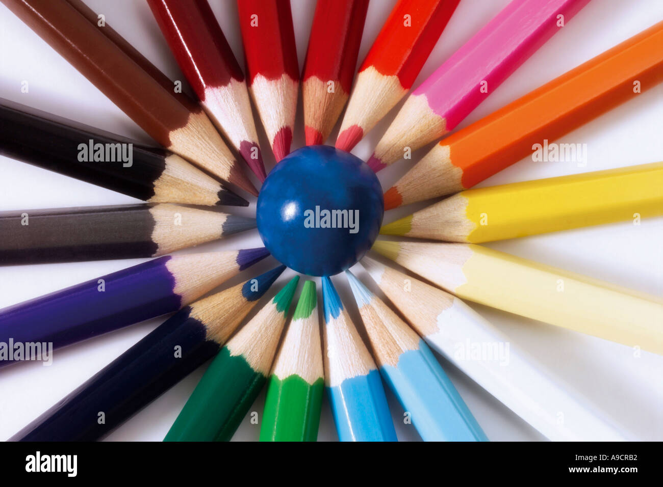 Colored Pencils, elevated view Stock Photo