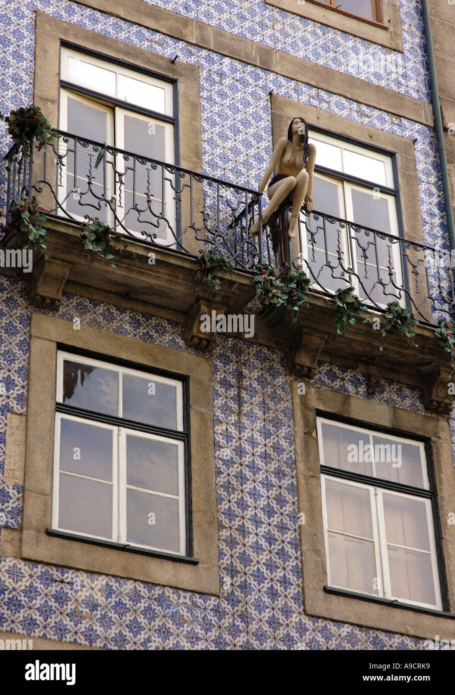 View typical colourful building window door balcony old town centre