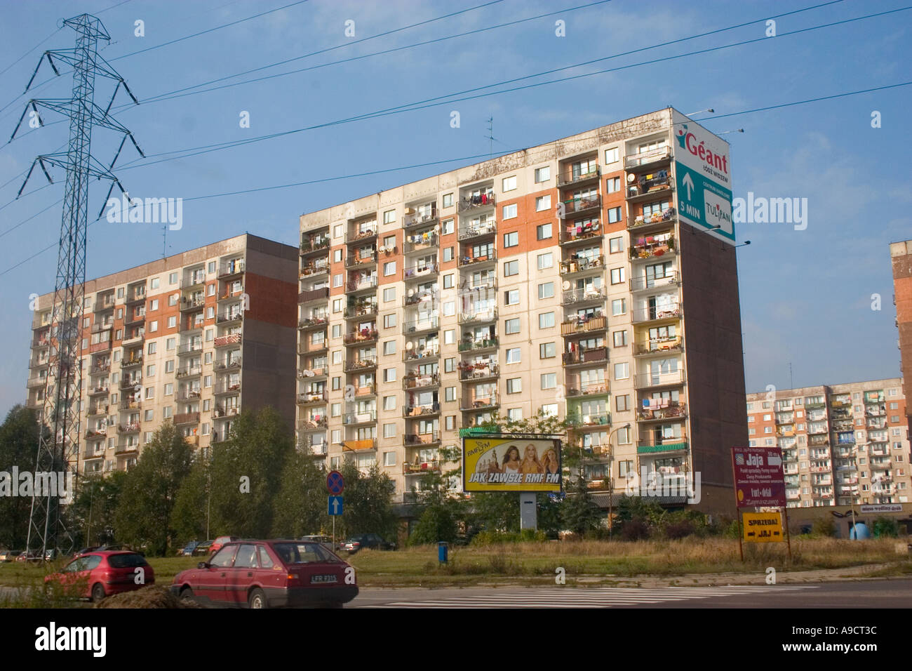 Large Polish apartments seen all through the city. Lodz Poland Stock