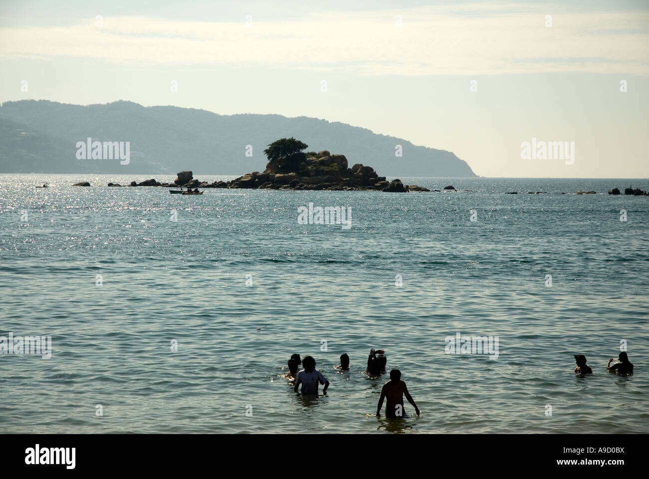Acapulco people have a bath - Mexico Stock Photo