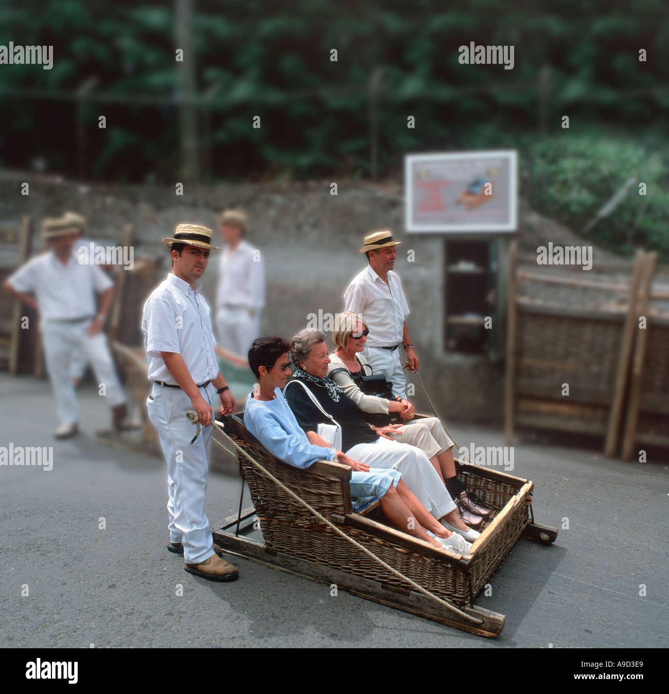 Traditional toboggan ride in Monte, near Funchal, Madeira, Portugal