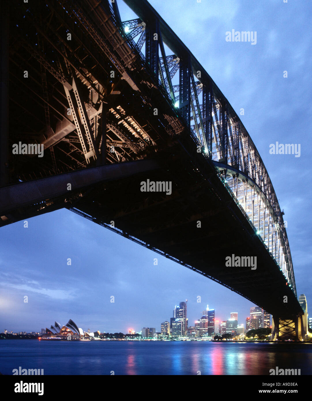 Harbour Bridge at night from Milsons Point, Sydney, New South Wales, Australia Stock Photo