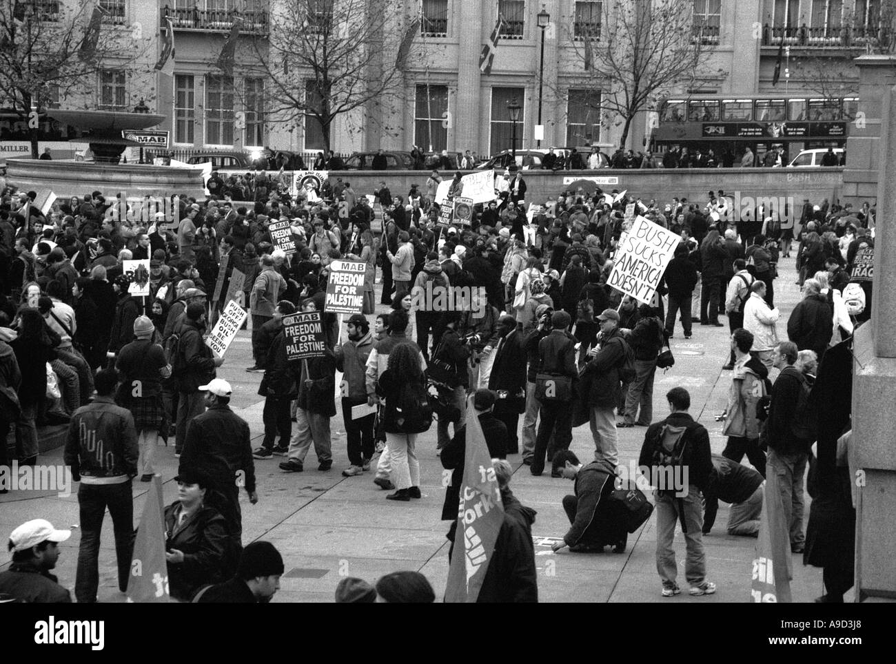 Anti Iraq War Demonstration in Trafalgar Square London England United Kingdom Europe Stock Photo