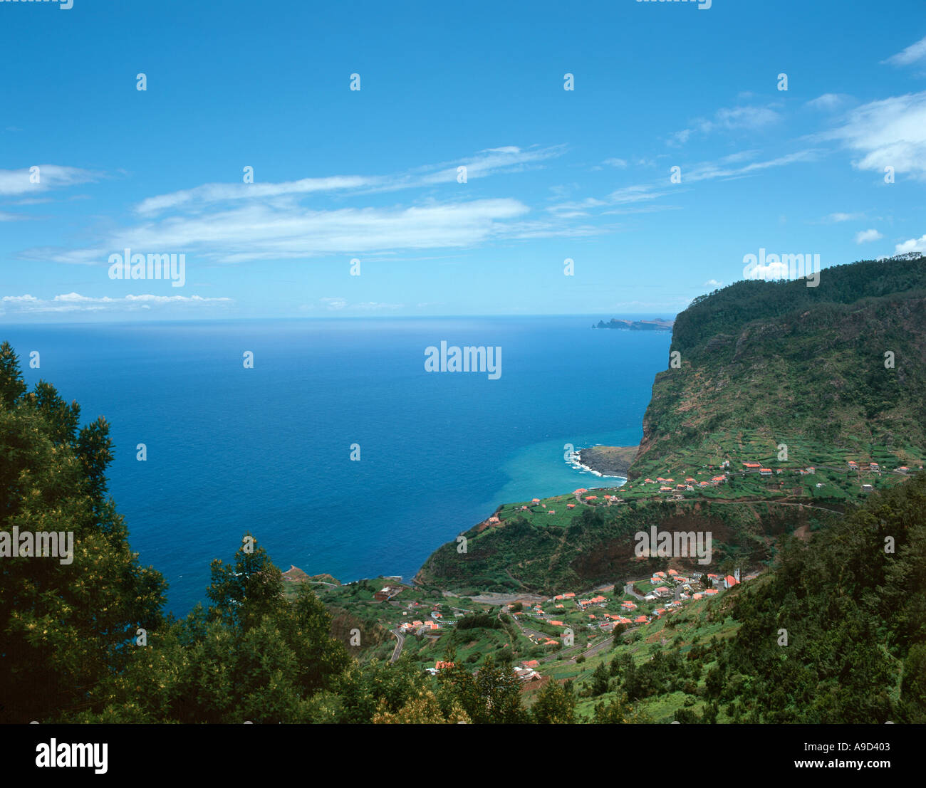 View over the northern coast village of Faixal, Madeira, Portugal Stock Photo