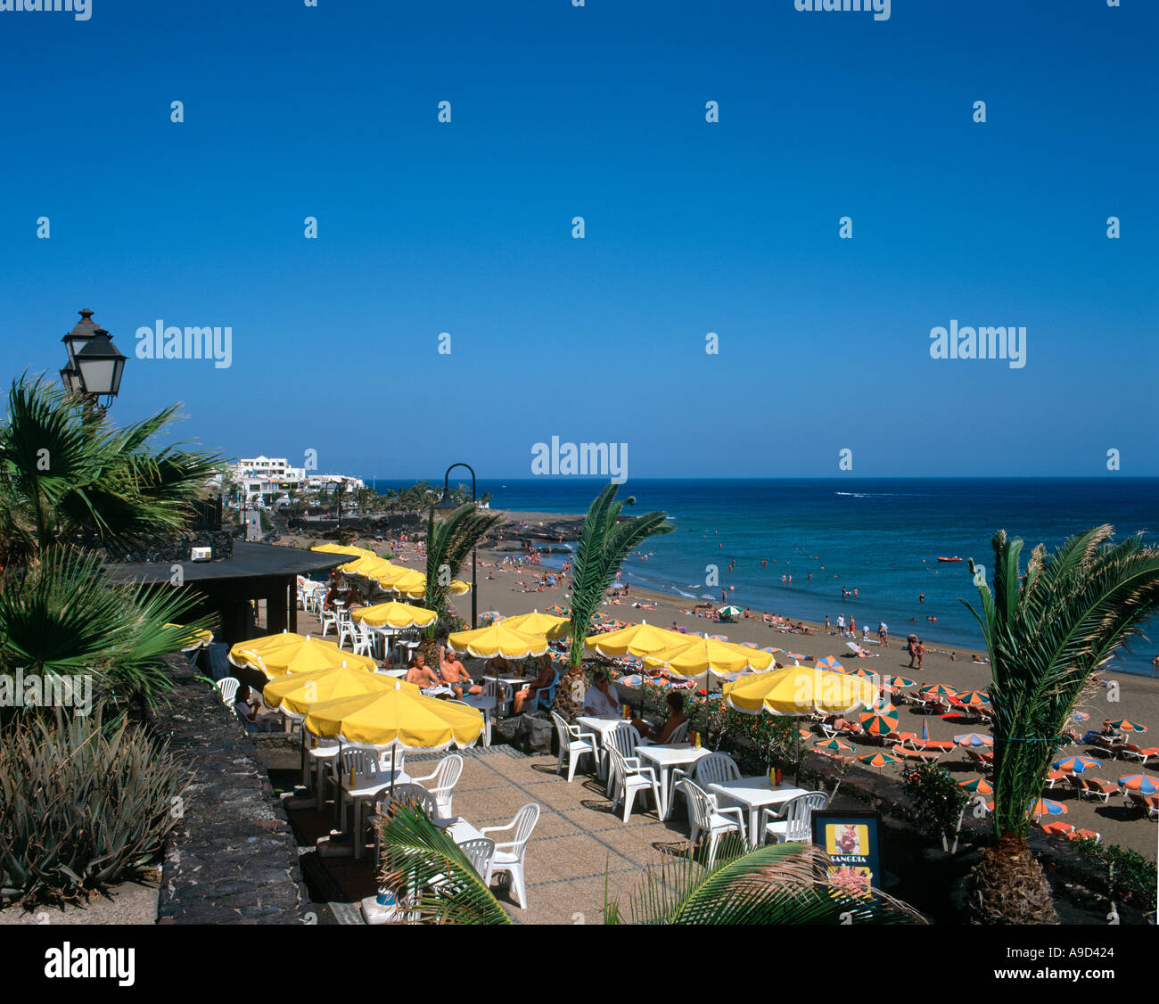 Seafront Cafe, Puerto del Carmen, Lanzarote, Canary Islands, Spain Stock Photo
