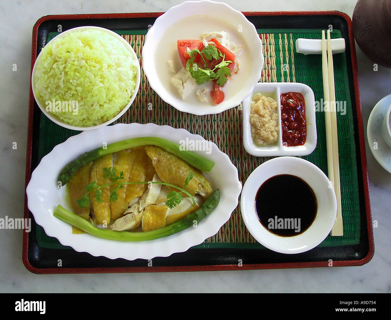 China Hong Kong food foods meal rice chicken vegetables greens soup