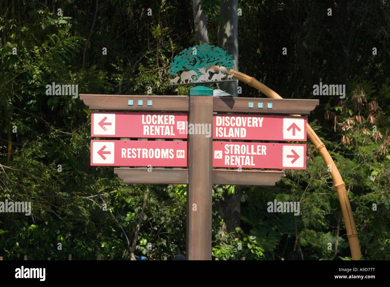 Sign post at Disney Orlando Animal Kingdom Stock Photo