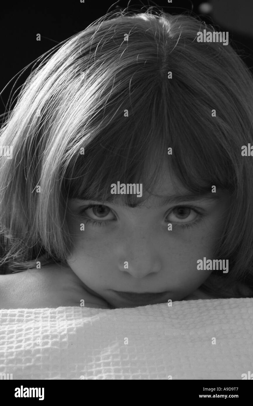 "model 7 years poses for portrait" Stock Photo