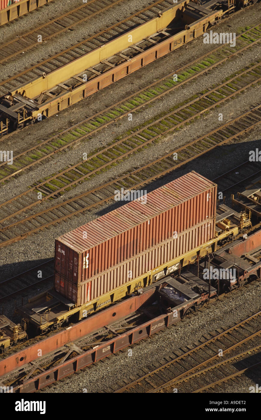 Aerial view of freight trains in Vancouver Canada Stock Photo Alamy