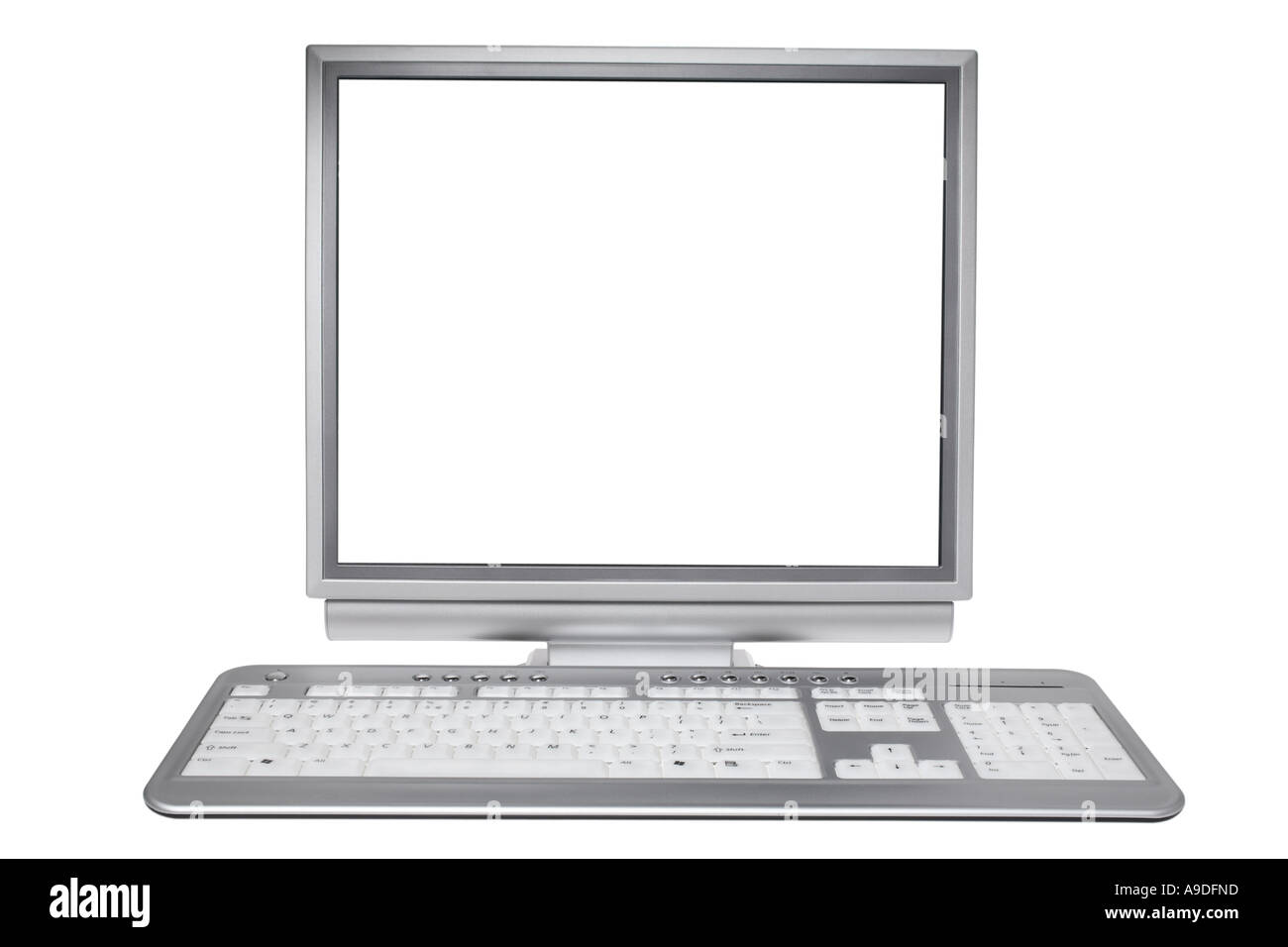 Computer with blank screen Stock Photo