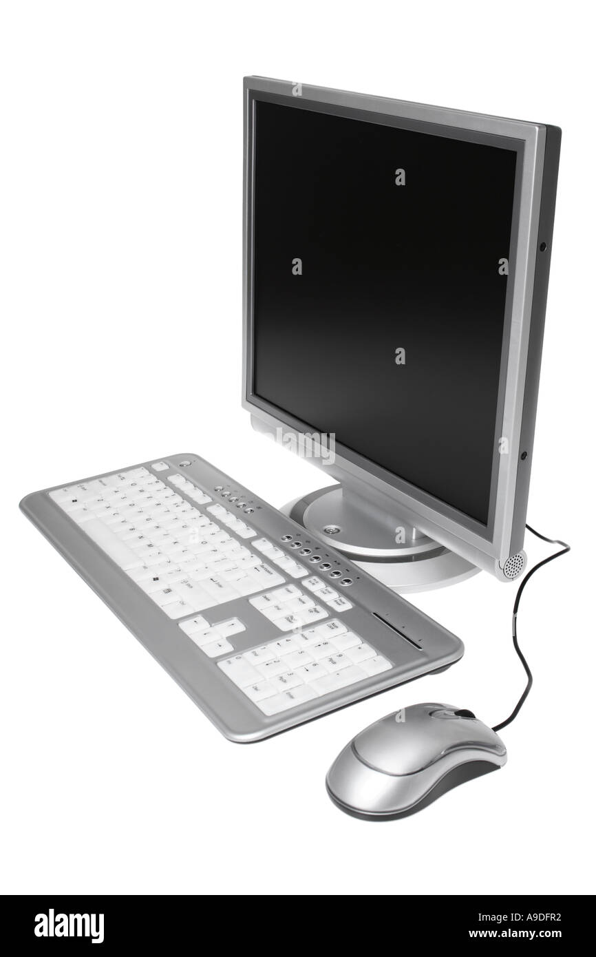 Modern Personal Computer with keyboard and mouse Stock Photo