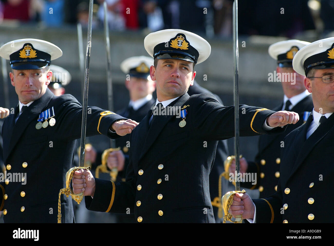 Royal Naval officers pass out from Britannia Naval College in Dartmouth UK Stock Photo