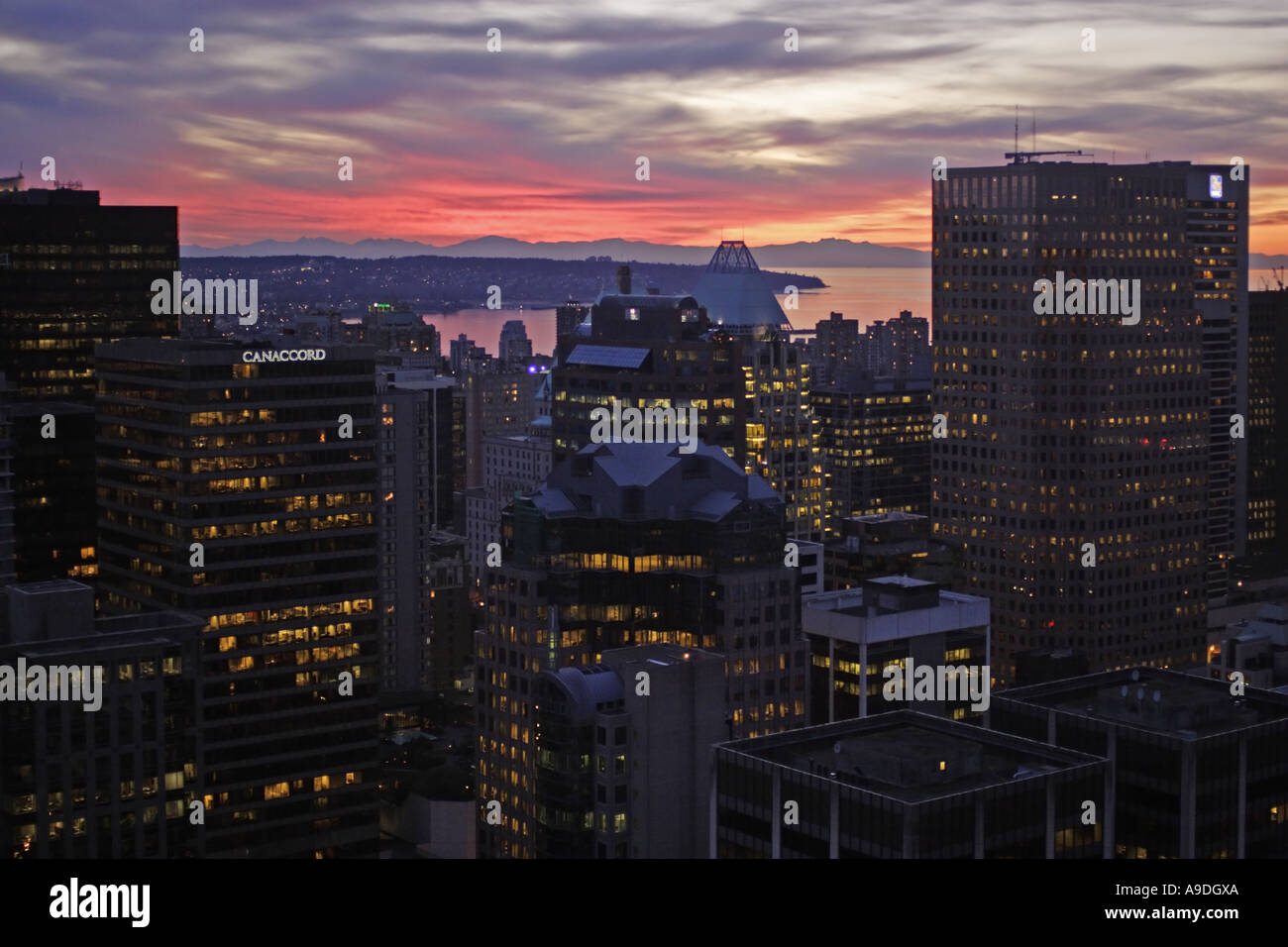 Aerial view of Vancouver at night, Vancouver, Canada Stock Photo - Alamy