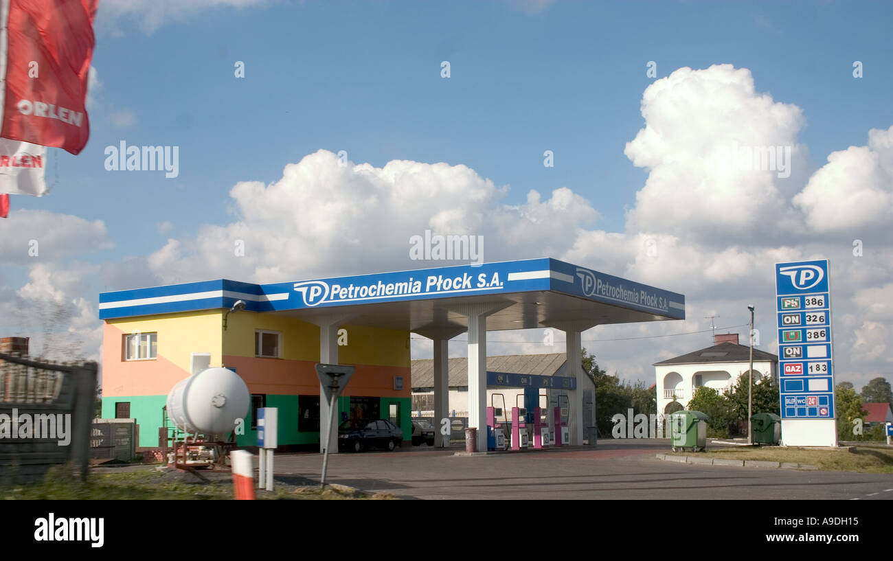 Polish gas station in the country. Rzeczyca Poland Stock Photo Alamy