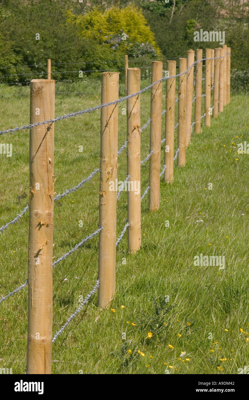 Fence illegally erected around Hanworth Common by the landlord North Norfolk Stock Photo