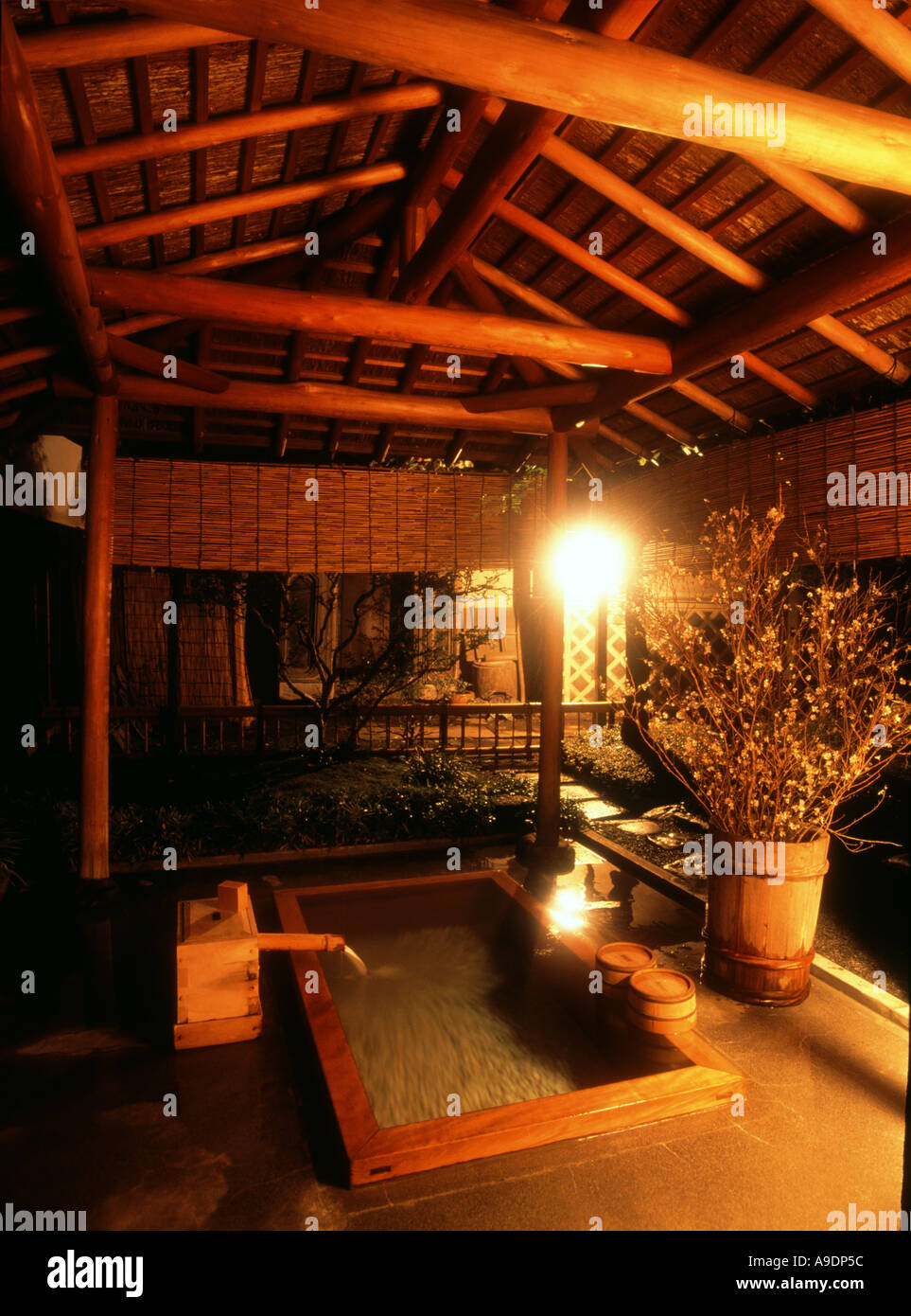 Garden batin of traditional inn Nagano Japan Stock Photo
