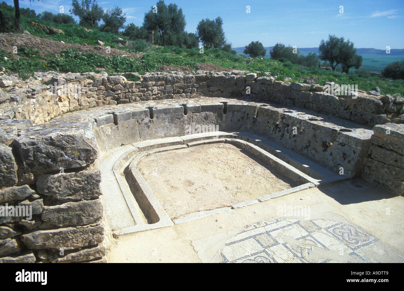 Roman public toilets at Dougga Stock Photo Alamy