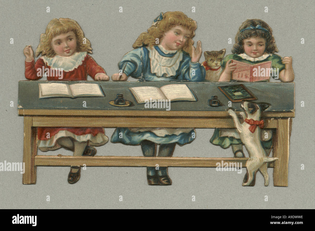 Die cut Christmas greeting card circa 1880 Stock Photo