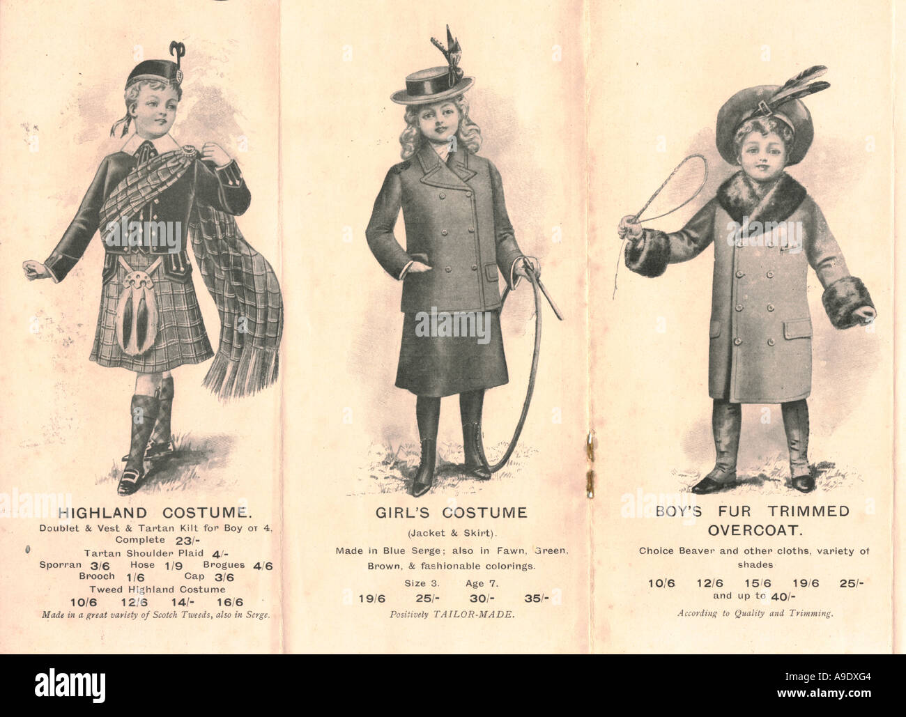 School outfit list circa 1905 Stock Photo