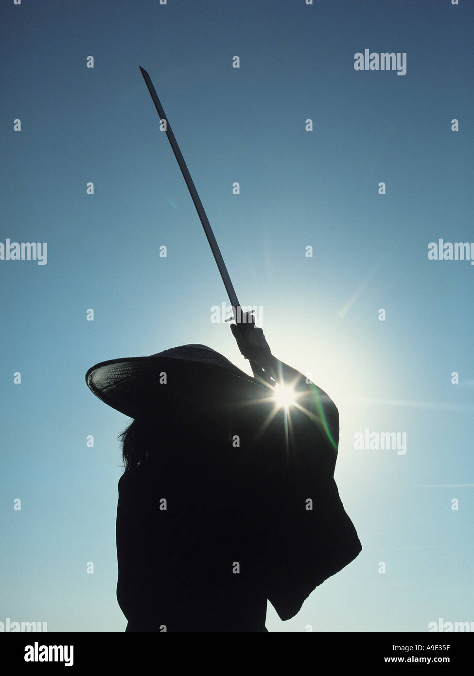 Samurai with raised sword hi-res stock photography and images - Alamy