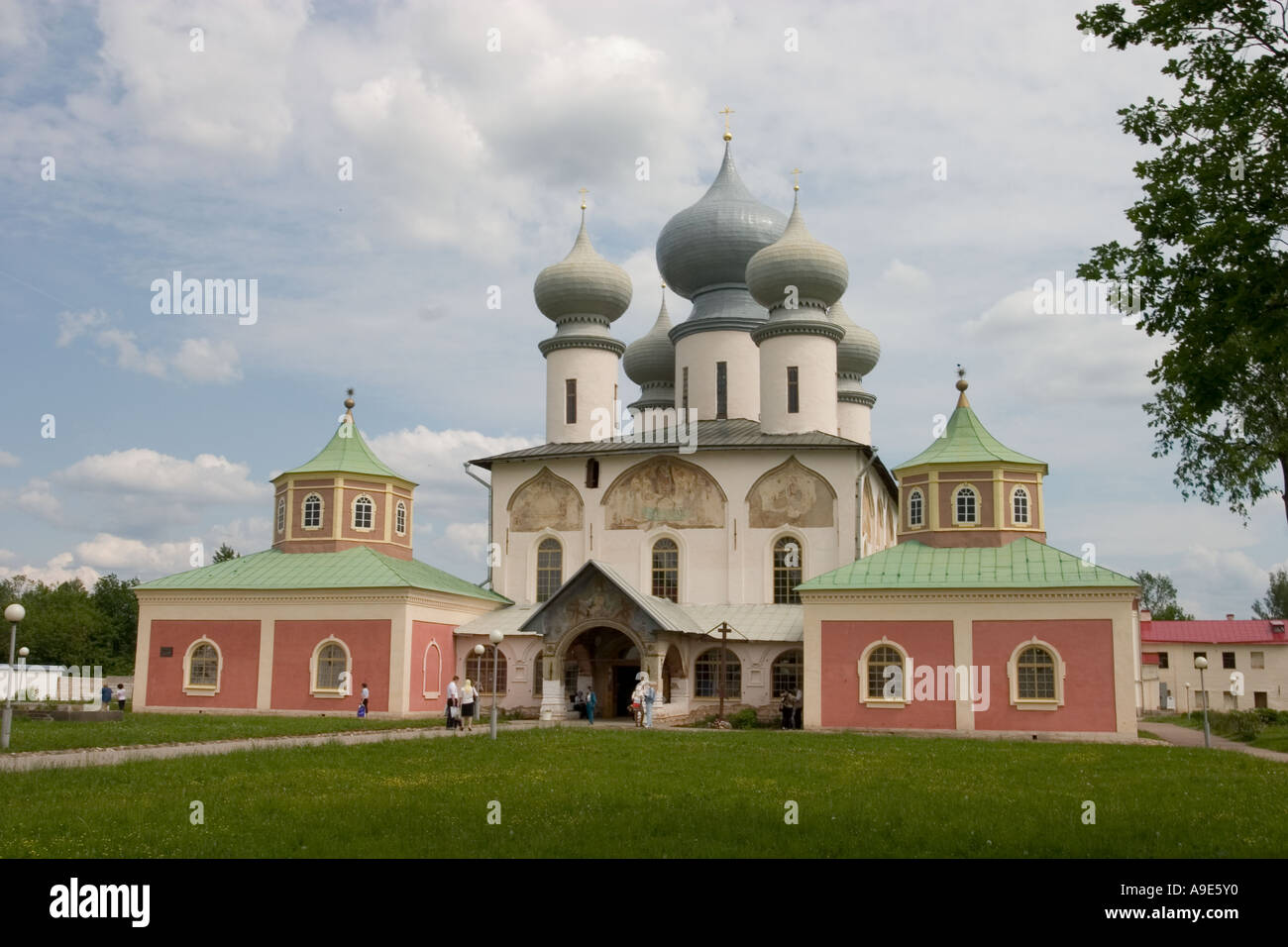 Tikhvin Cathedral of Dormition, Tikhvin Assumption Monastery, Tikhvin, Leningrad Oblast, Russia. Stock Photo