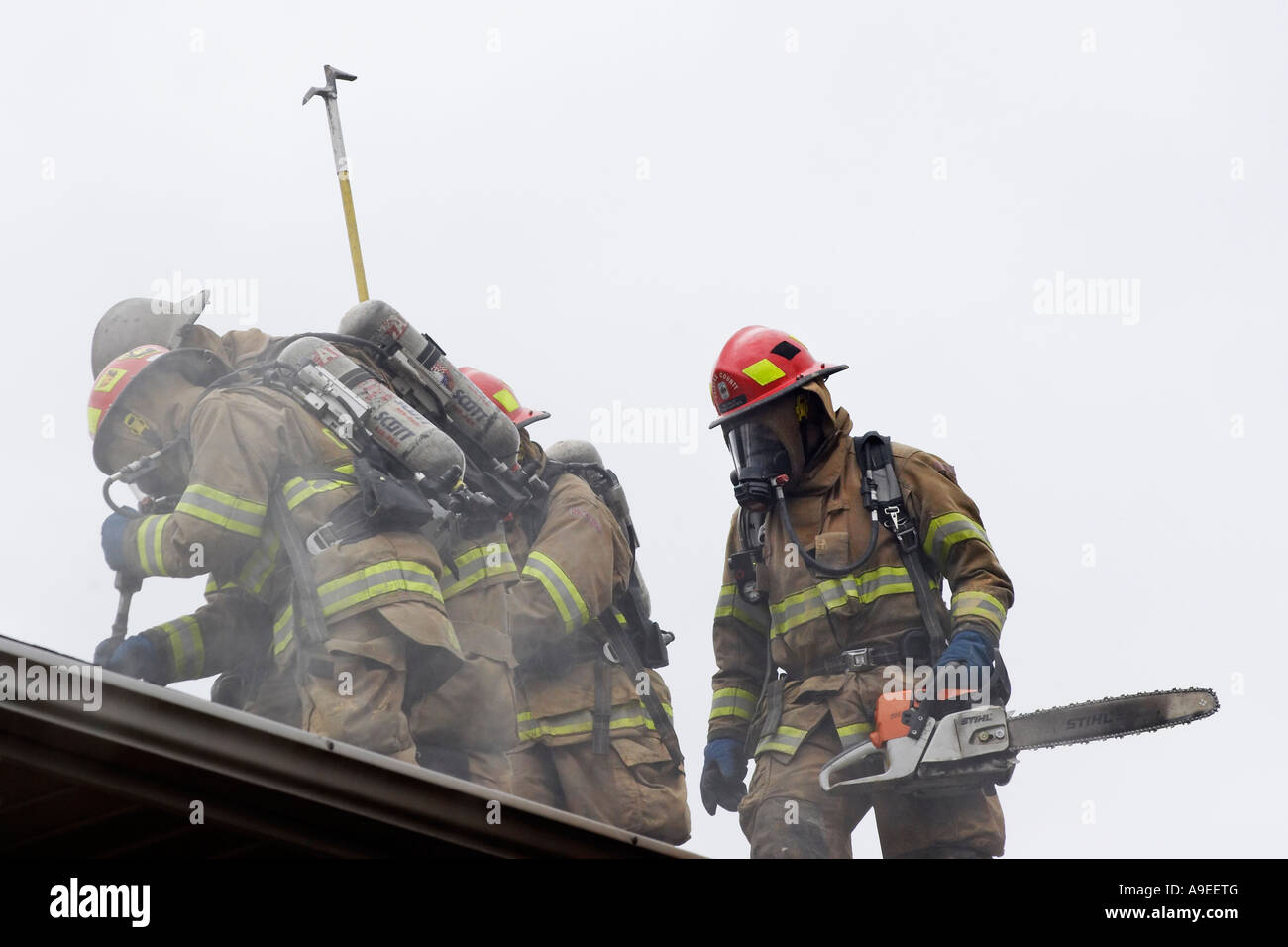 Firefighter training exercise controlled burning of a house McLean