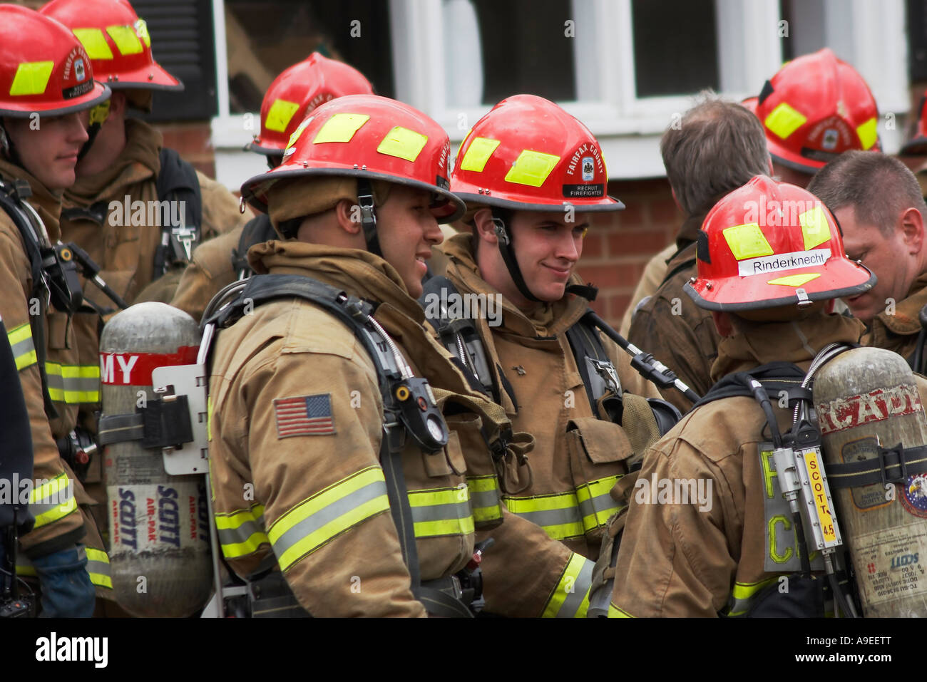 Firefighter training exercise controlled burning of a house McLean
