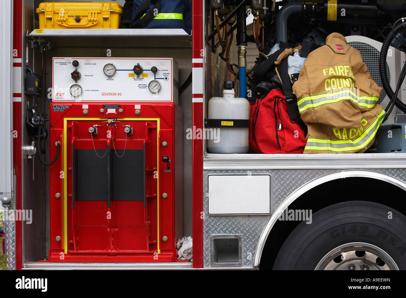 Detail of a fire truck Stock Photo