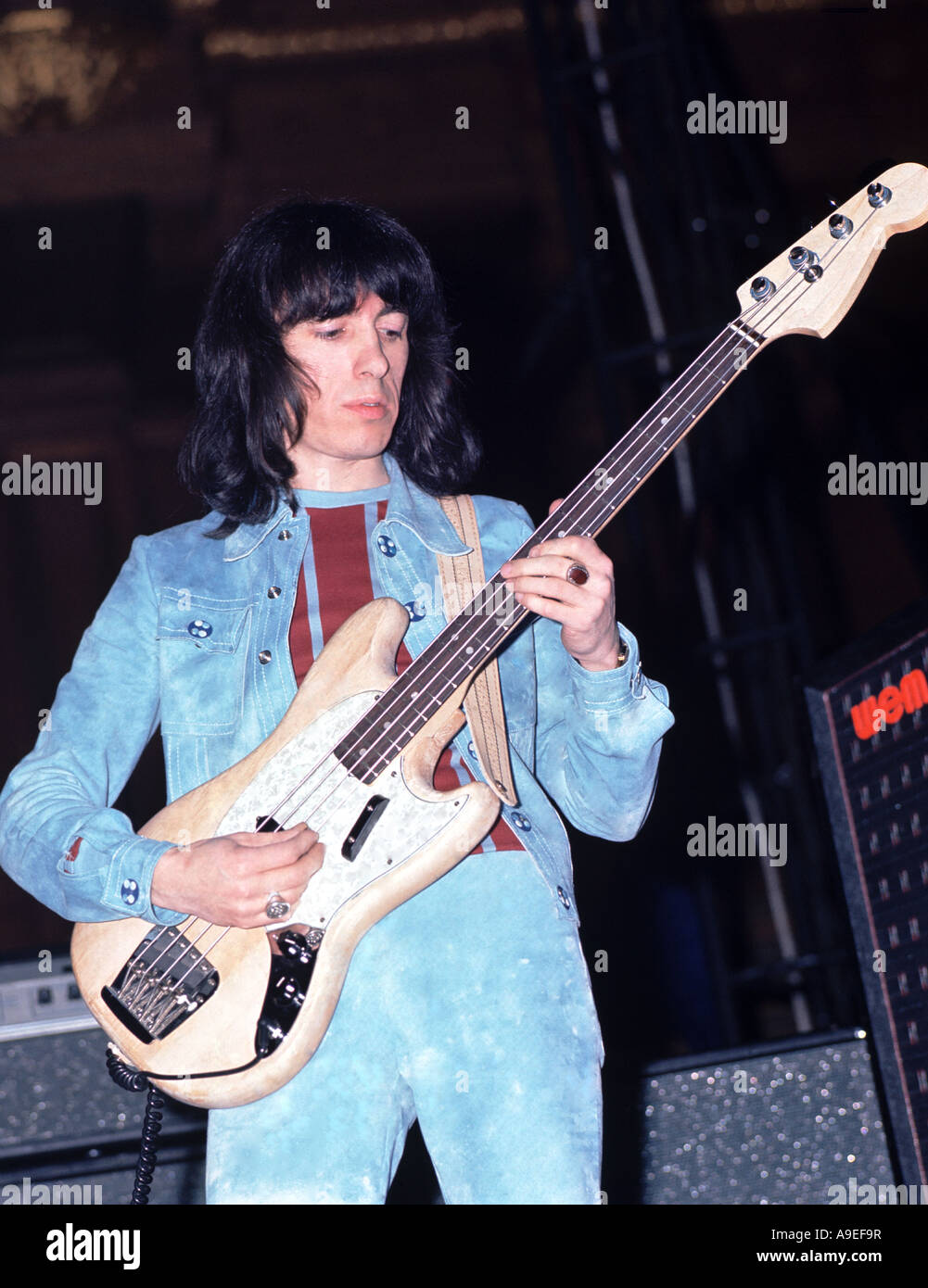 Bill Wyman of The Rolling Stones hasbeen a member ofthe group since just after it was founded.One of the world's great gutarists Stock Photo