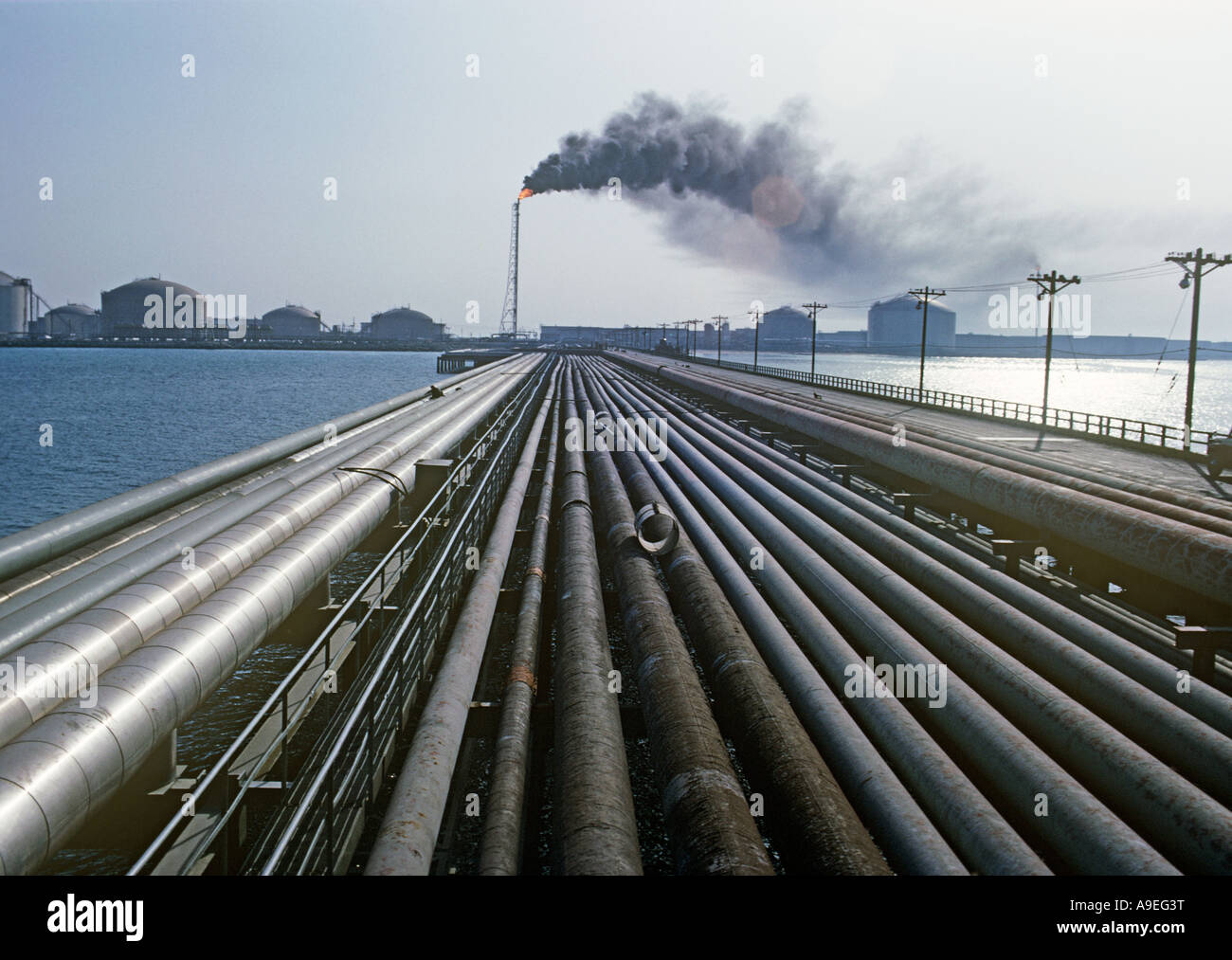 Saudi Arabia,Ras Tanura oil refinery. It is theHQ of Saudi Aramco the American co, set up at the time of King Abdul Aziz(1938) Stock Photo
