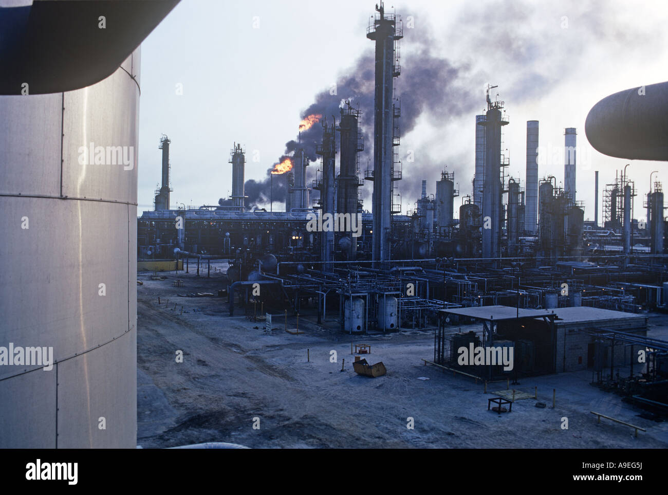 Saudi Arabia, Ras Tanura oil Refinery.It is the HQ of Saudi Aramco the American co, set up at the time of King Abdul Aziz(1938). Stock Photo