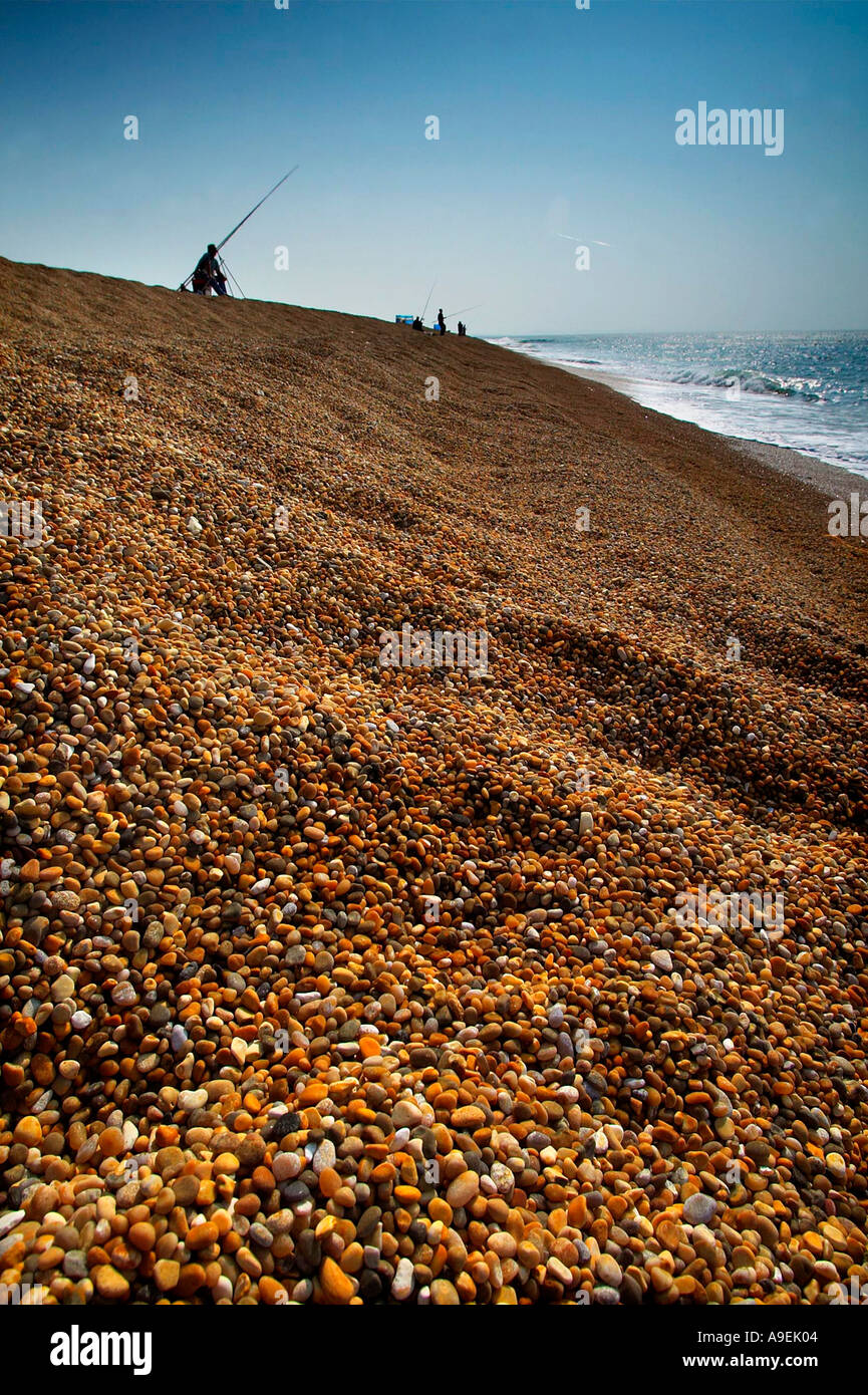Fishing on Chesil beach in West Bexington Dorset UK Stock Photo Alamy