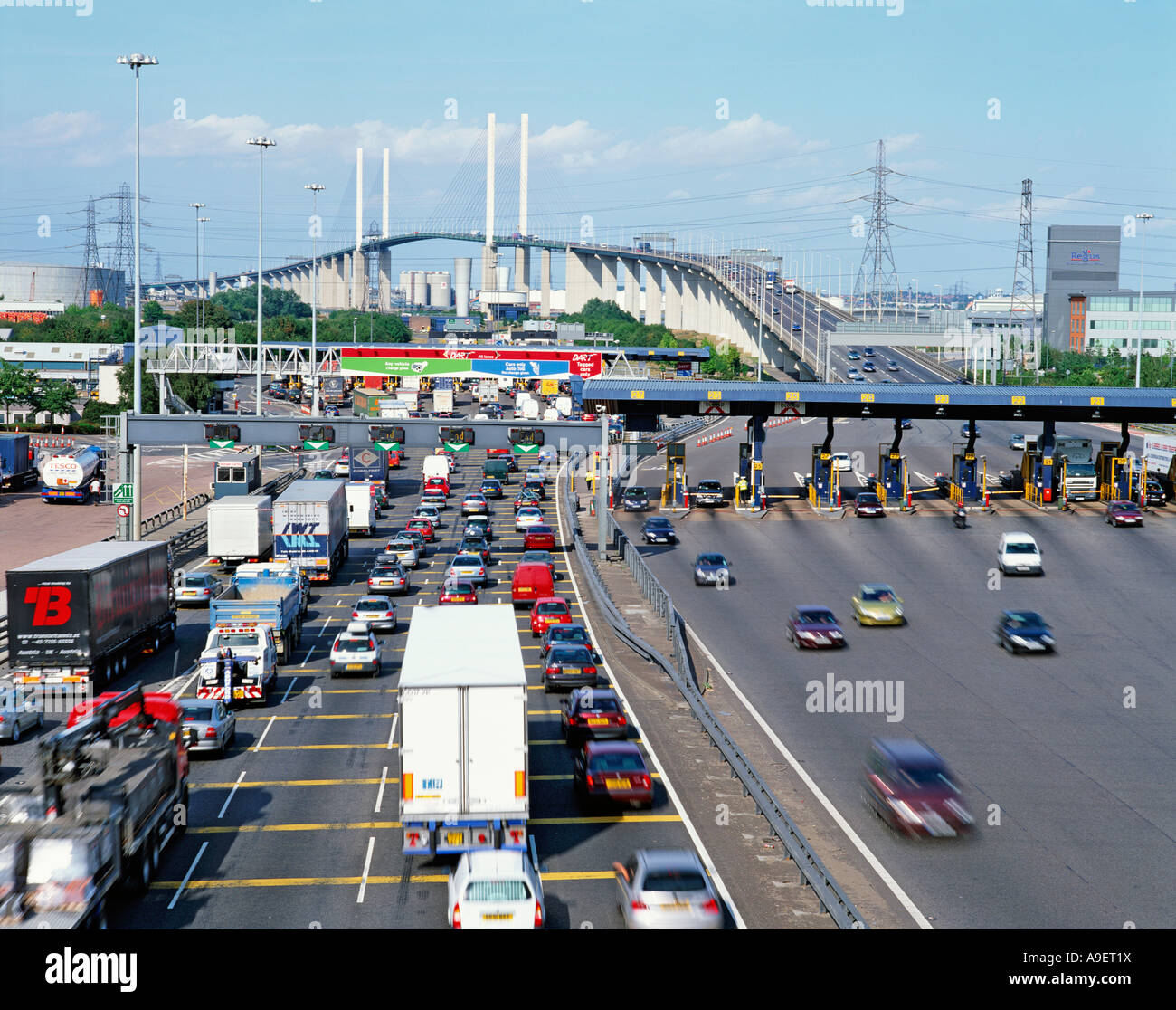 GB KENT DARTFORD CROSSING M25 TOLL BOOTHS QUEEN ELIZABETH II BRIDGE crash-between-van-and-car-causes-delays-on-m25-near-dartford-crossing