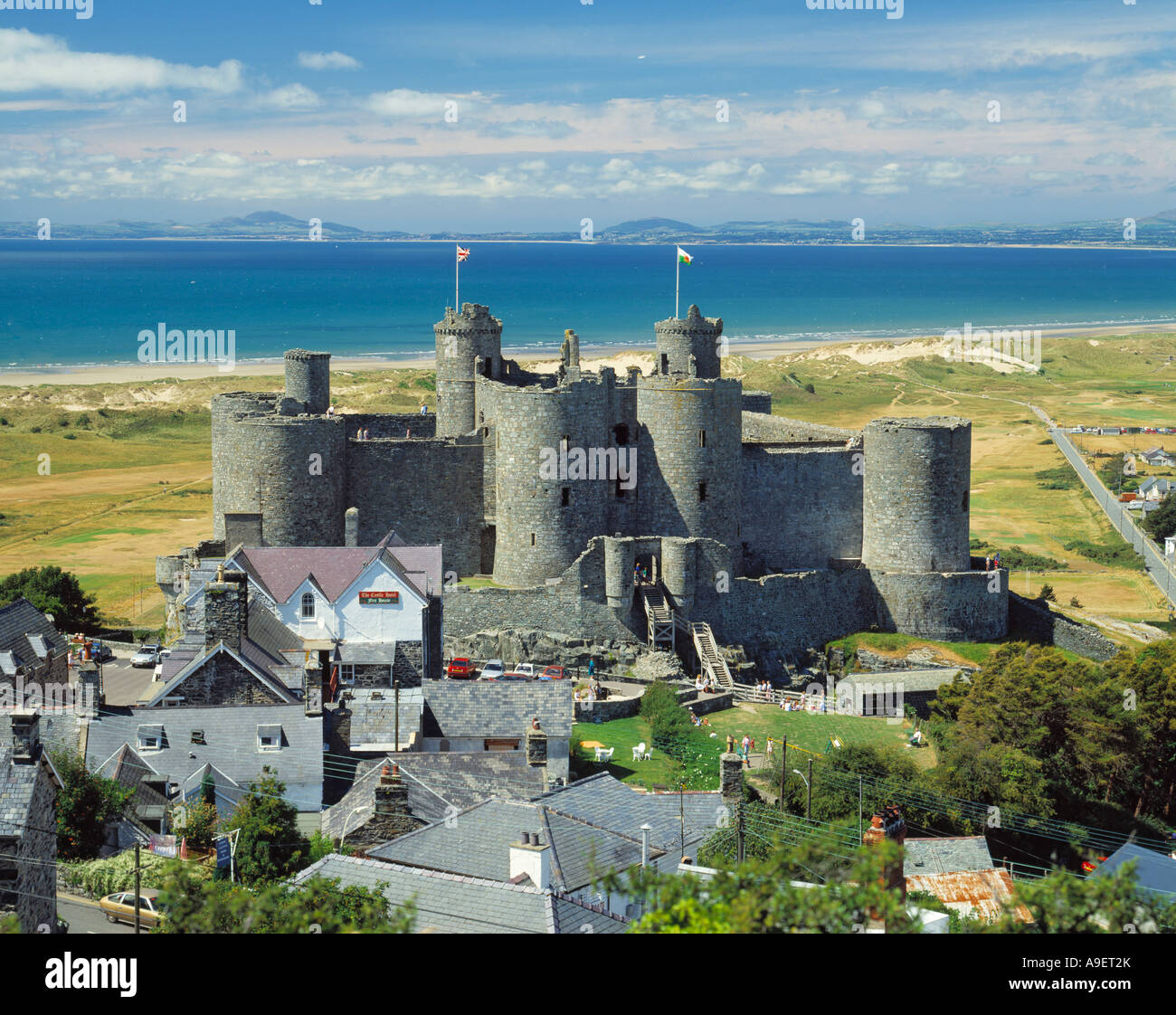 GB WALES GWYNEDD HARLECH CASTLE TREMADOG BAY Stock Photo