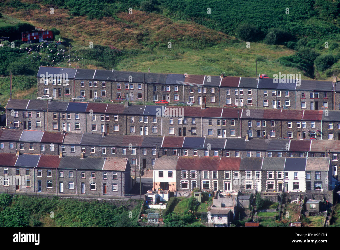 Terraced Housing Rhondda Valley Stock Photo Alamy