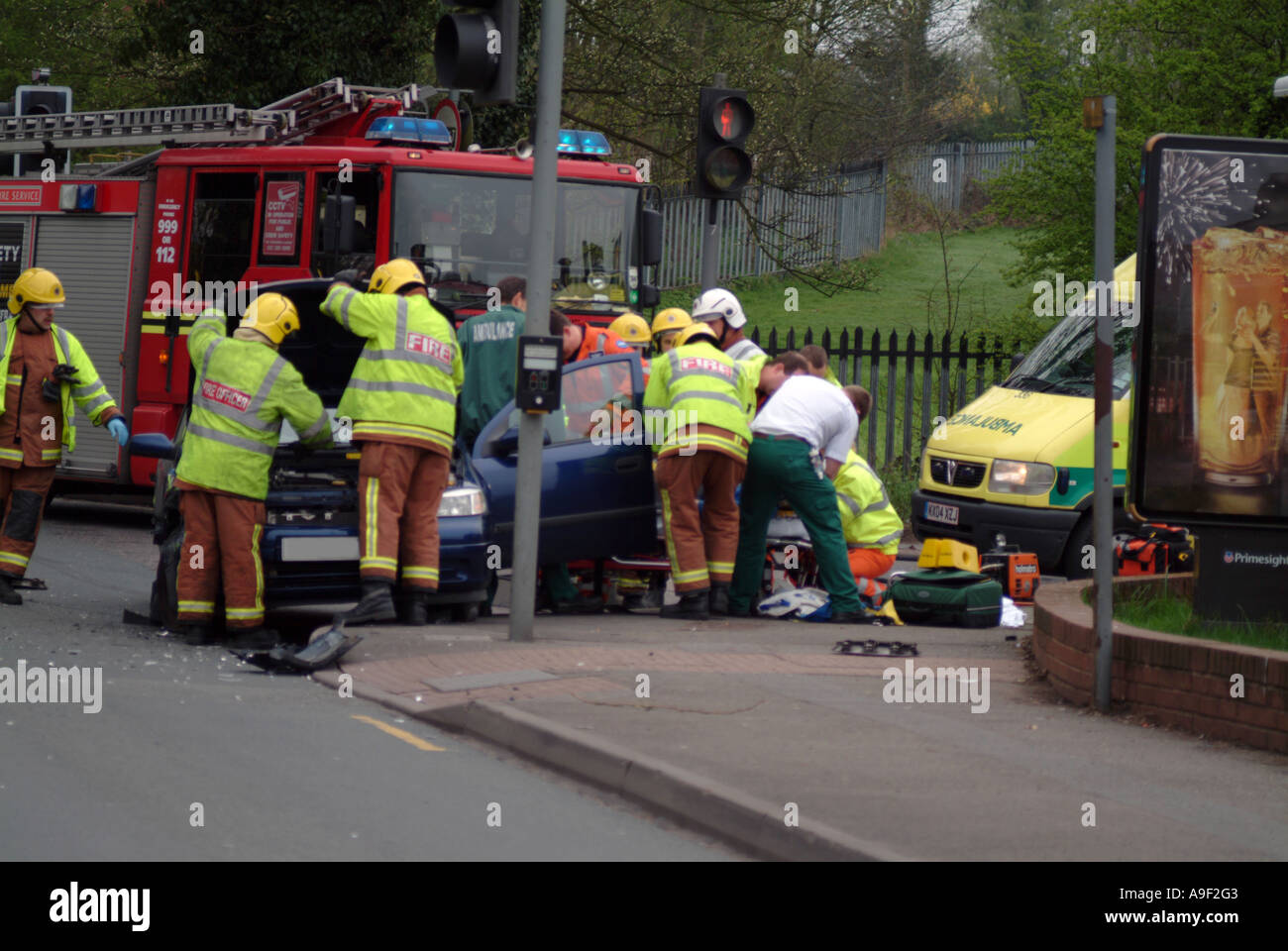 Road traffic accident at a junction in Coventry West Midlands Stock