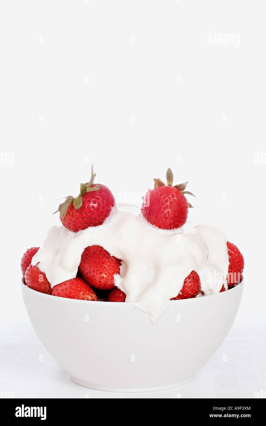 Strawberries and Cream Stock Photo
