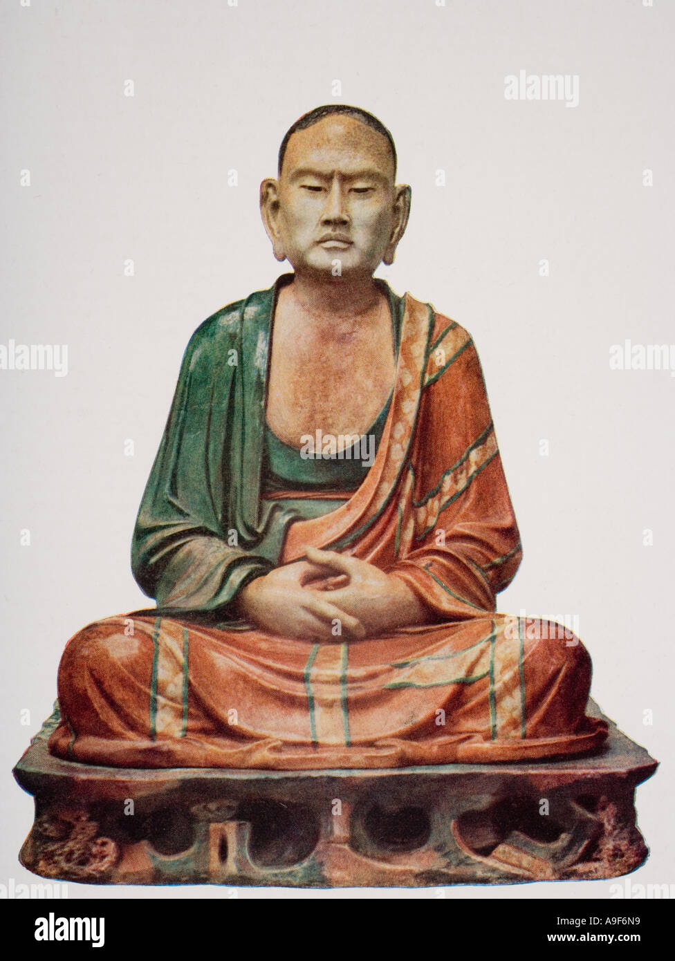 A Buddhist Apostle.  Tang Dynasty, AD 618 - 906. Porcelain statue in British Museum. Stock Photo