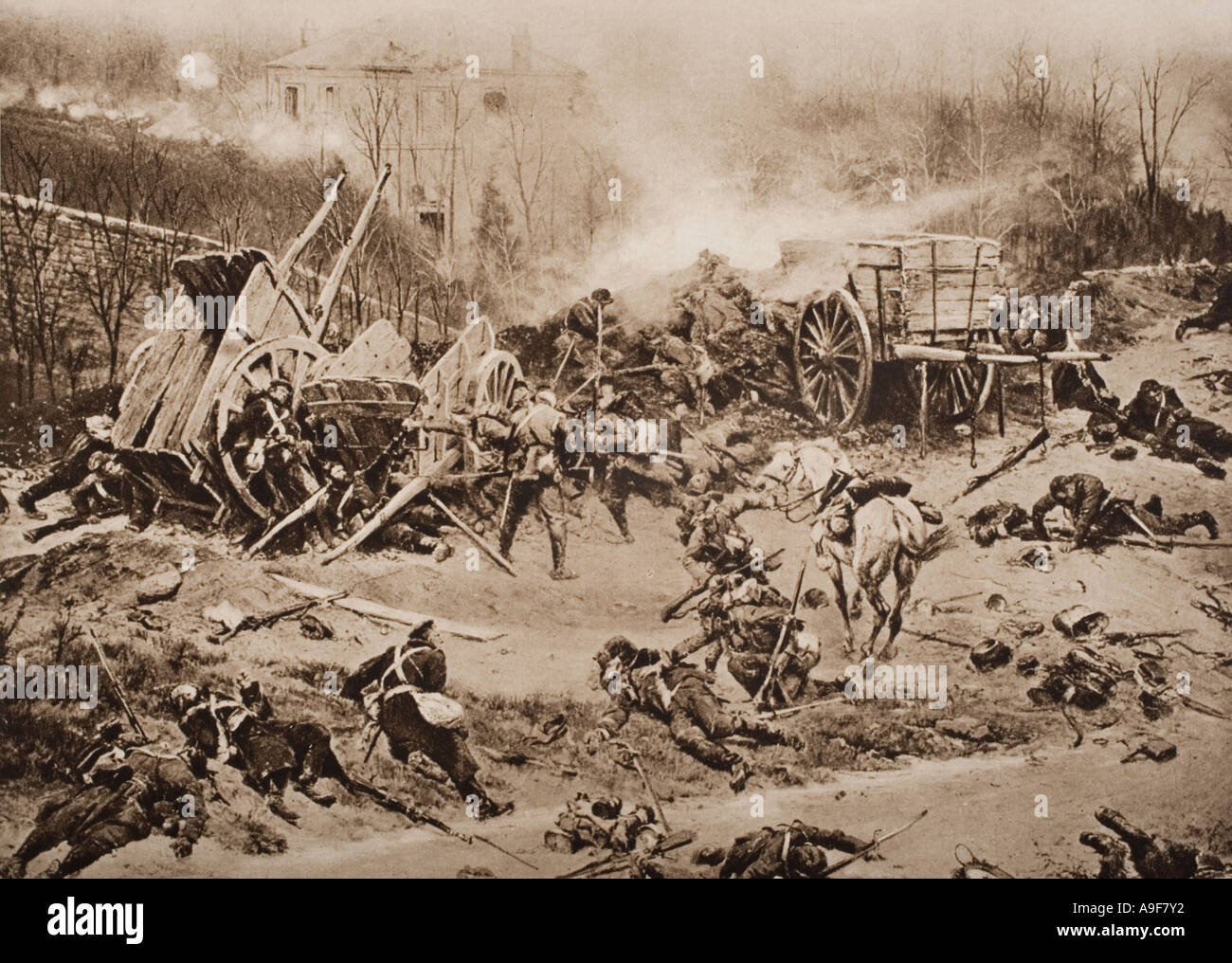 The Battle of Villiers aka The Battle of Champigny, November 30, 1870. By De Neuville Stock Photo