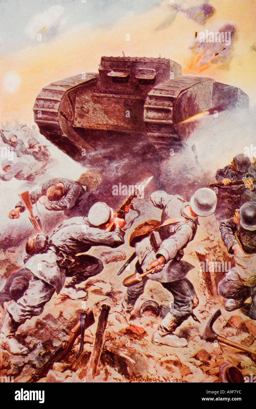 Tanks in action during the First World War Stock Photo