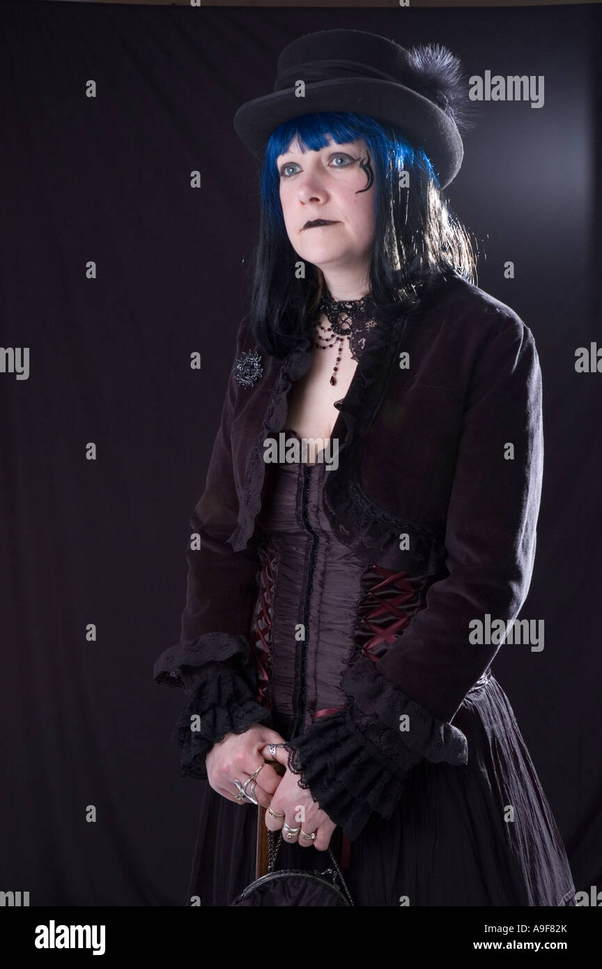 Female dressed in Victorian gothic costume Stock Photo