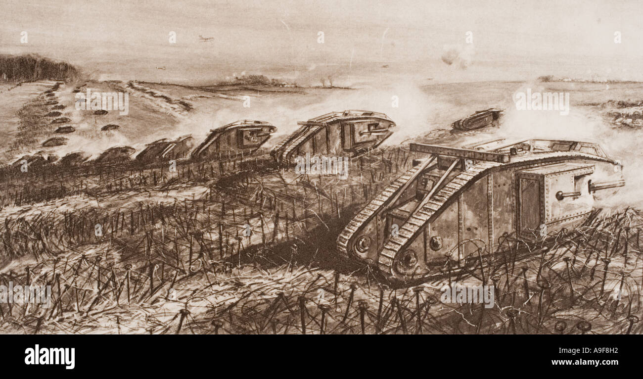 Tank Offensive Operations A tank offensive at Cambrai, France during the First World War Stock ...