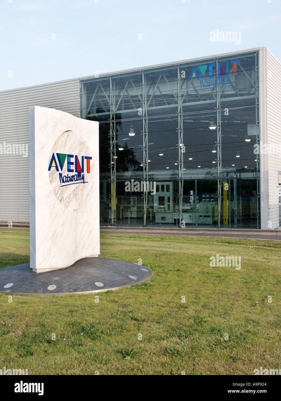 Glemsford near Sudbury The Avent company sign outside the modern production facility in rural location Stock Photo