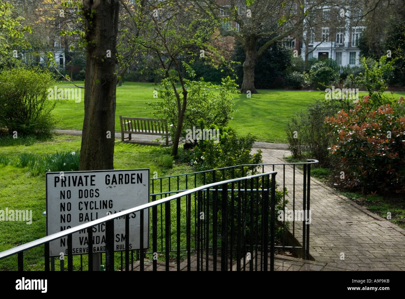 The Royal Borough of Kensington and Chelsea. Private residents gardens. Cadogan Place, London SW1 England. Stock Photo