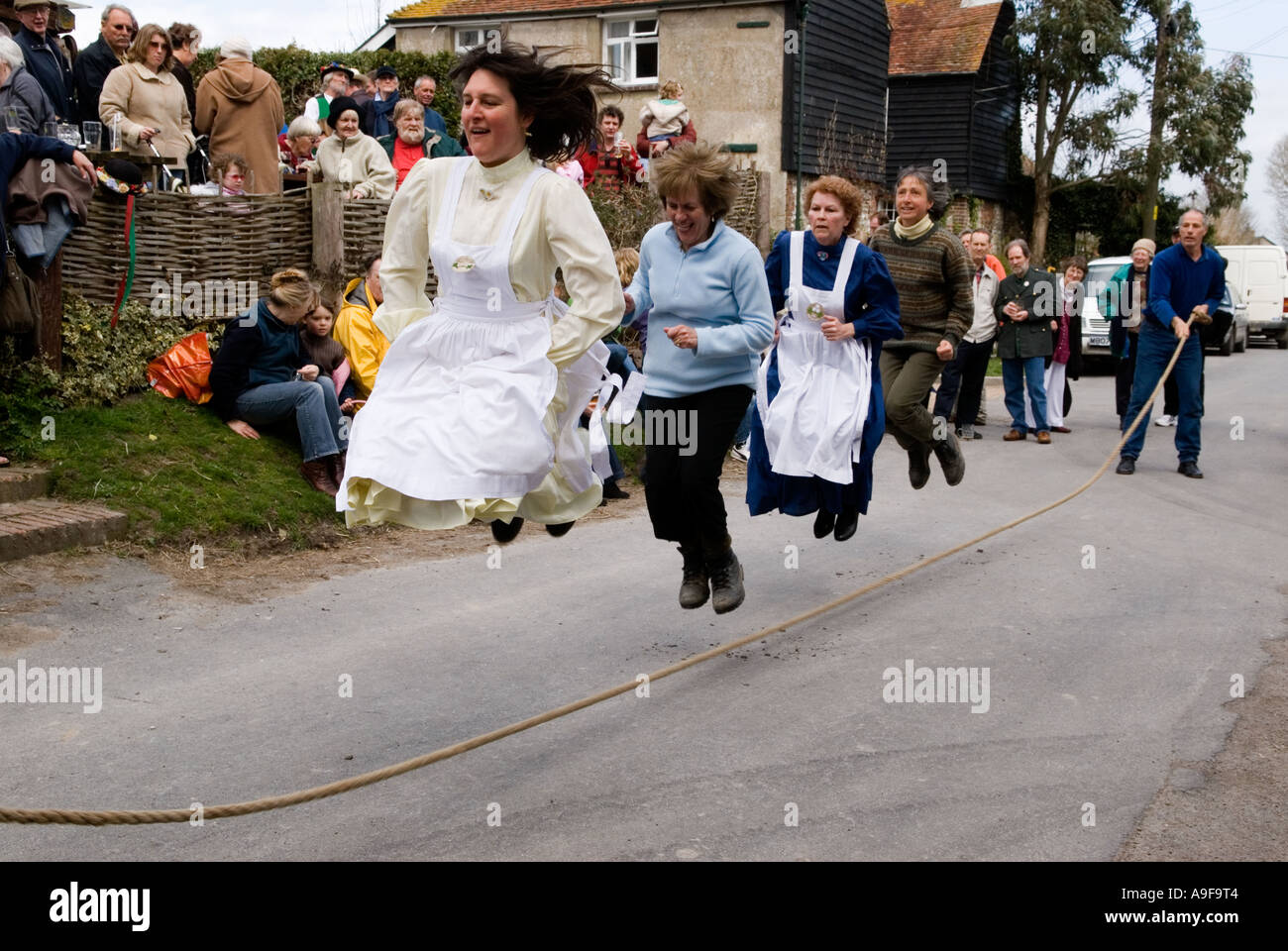 Easter Good Friday skipping. The Rose Cottage Inn, Alciston. Sussex