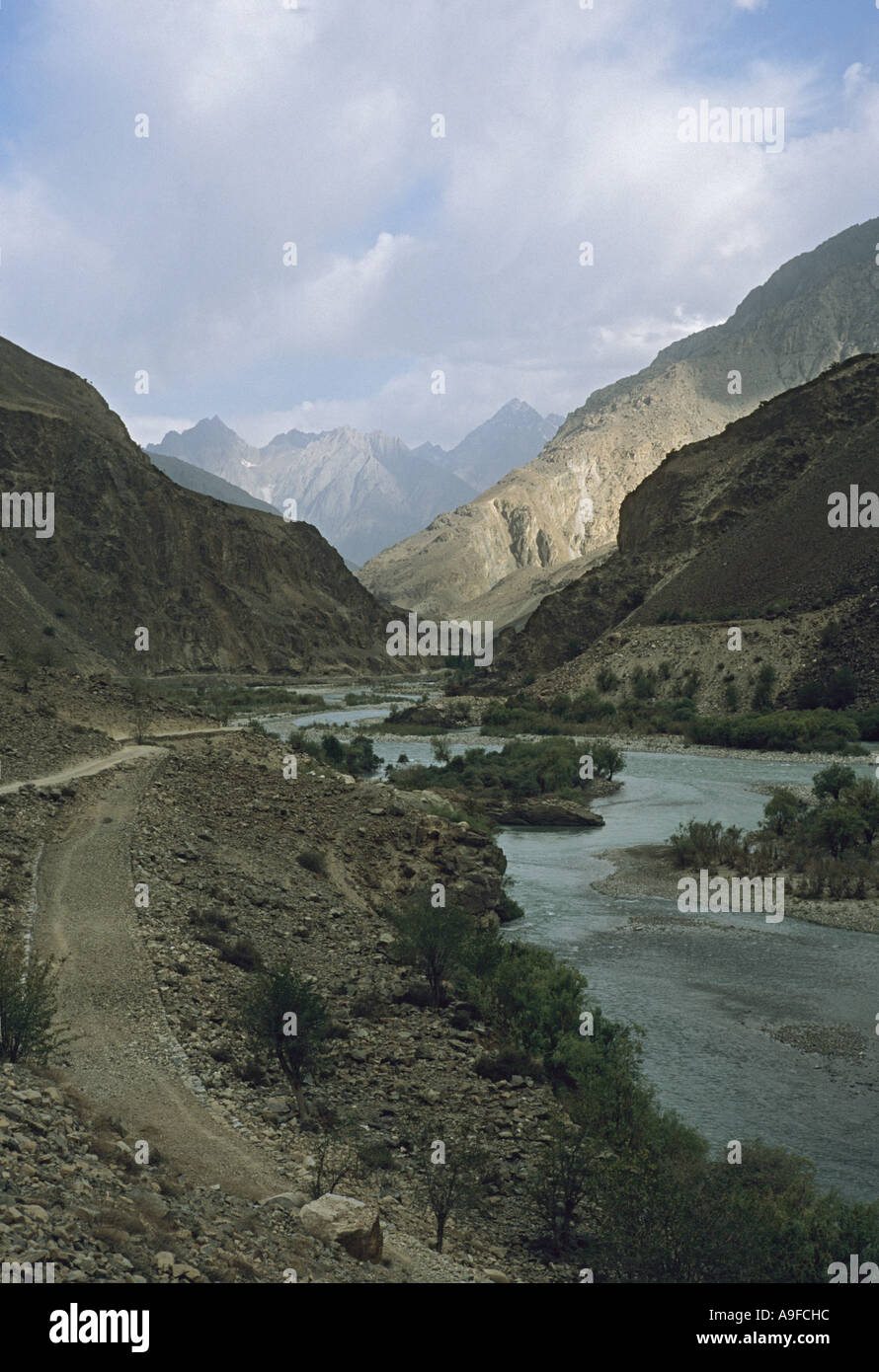 Rough jeep track towards Chitral North West Frontier region Pakistan on ...