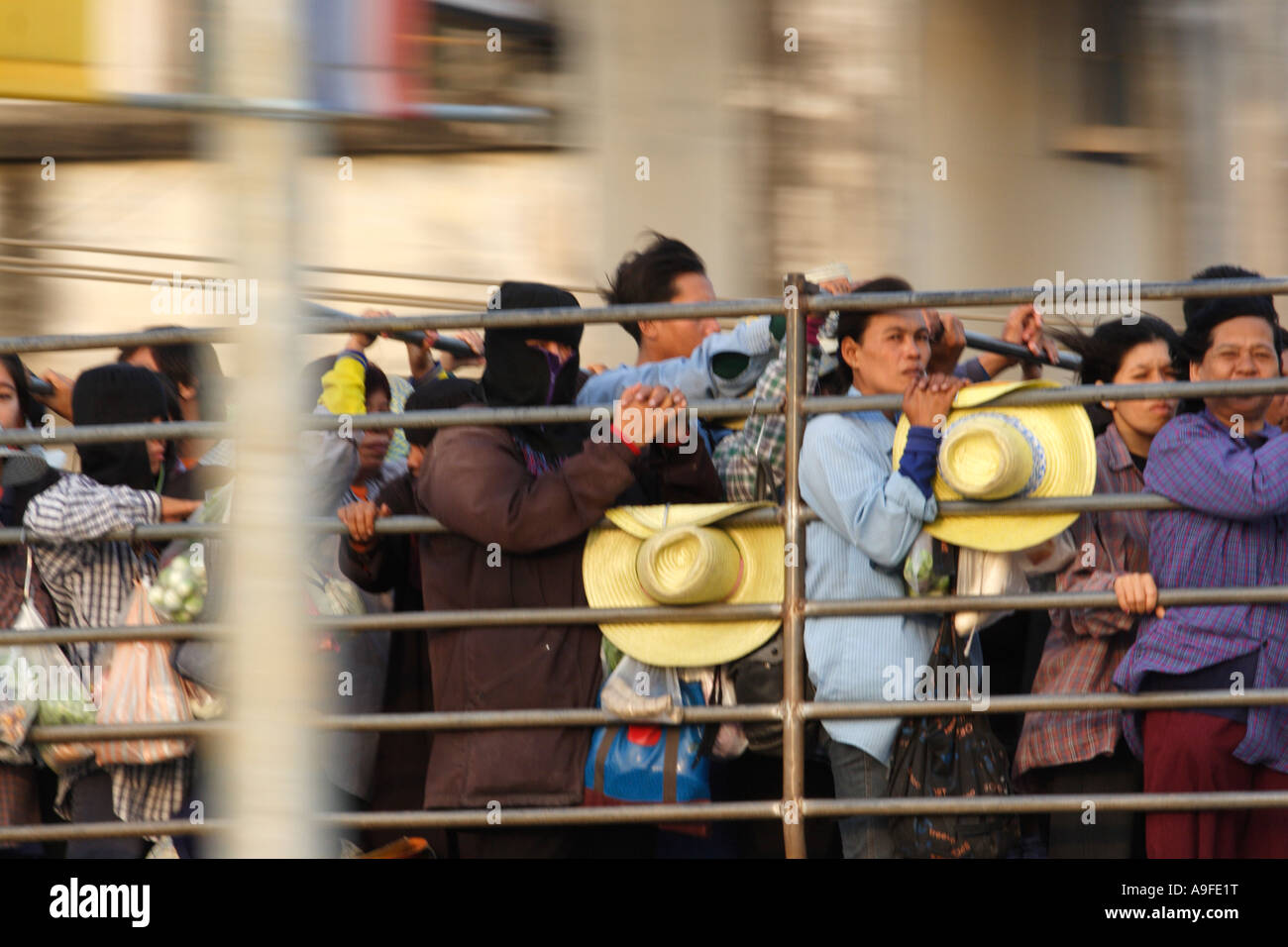 Asia, Thailand, laborers on truck on the way to work Stock Photo